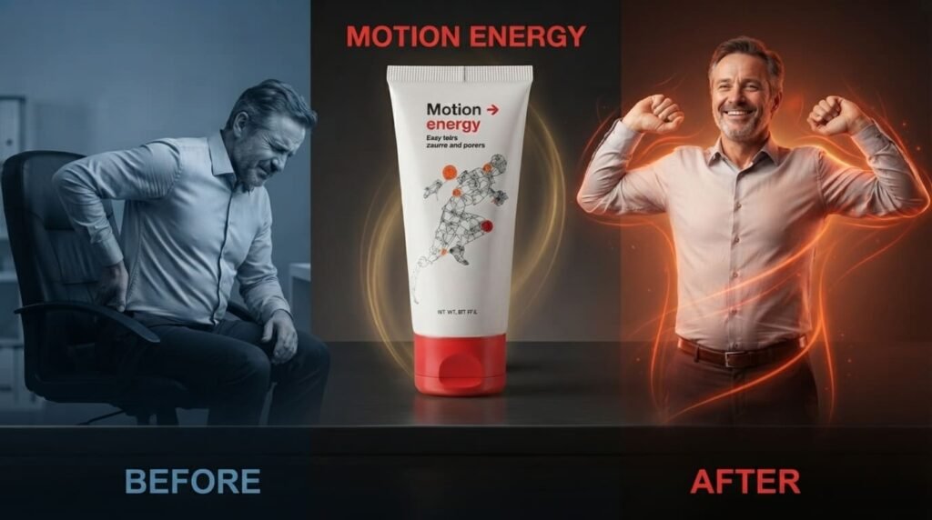 Before and after result of using Motion Energy gel for lower back pain relief.